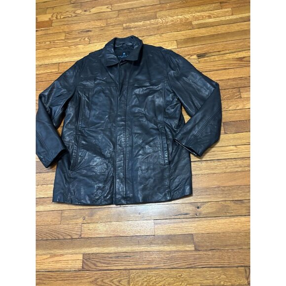 Kenneth Cole Reaction Mens Soft Leather Jacket Size Large Black Full Zip Lined - Picture 2 of 9